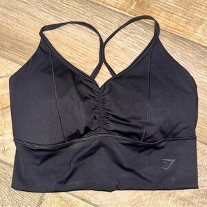 Gymshark Black Ruched Seamless Cross-Back Sports Bralette